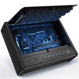 Dveron Biometric gun safe for handgun, Quick Access Fingerprint ＜1s Pistol Safe, Gun Lock Box Gun for Cloakroom Bedroom Nightstand and Car, Black Safe Box, Carbon Steel Construction Dveron