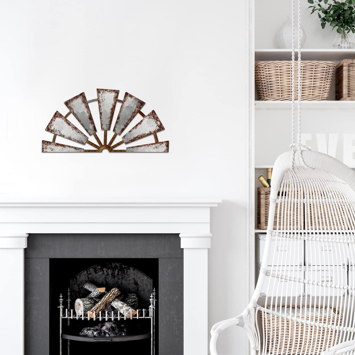 Farmhouse Living Room Wall Decor Wood Windmill Wall Decor Rustic Wooden Wall Art Decorative Windmill Wall Sculpture Home Decor for Bedroom Nursery Dorm Home (Semicircle,11.4 x 5.5 Inches) Yookeer