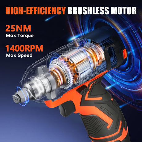 12v Drill Driver Set,Cordless Drill with Battery and Charger,LED Tools Kit,25+1 Torque Setting and 43pcs Bits BIHOO