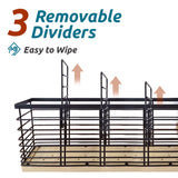 Suli Extra Large Kitchen Utensil Holder with 4 Compartments，Matte Black Metal holder with Wooden Base for Kitchen Countertop，Farmhouse Cooking Utensil Storage, Rustic Cooking Utensil Suli