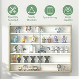 HOMCOM 5-Tier Display Cabinet, Glass Door Cabinet with Adjustable Shelves, Wall-Mounted Display Case for Playroom, Bedroom, Oak HOMCOM