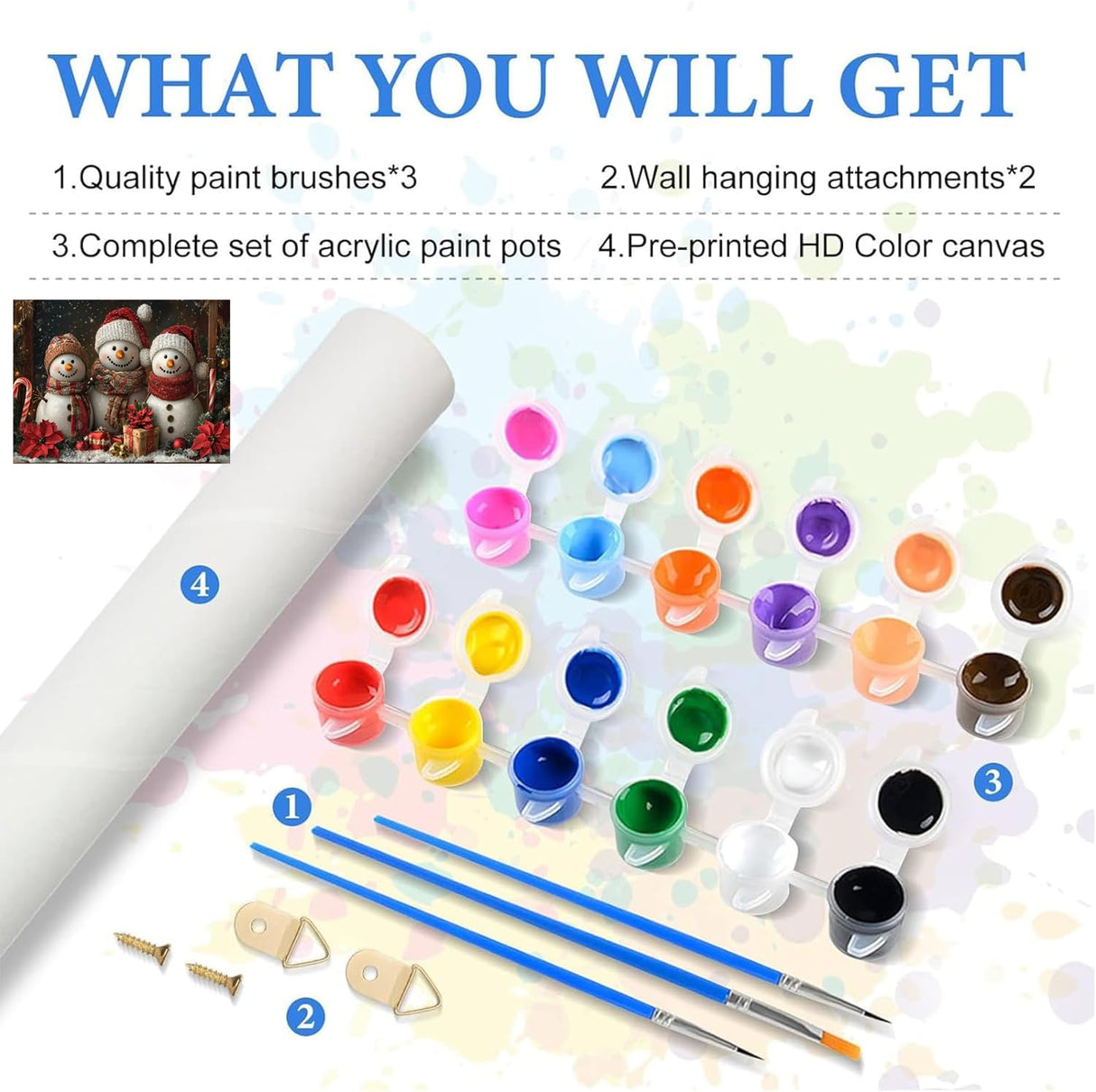 KYOQFVN Christmas Paint by Numbers Kits for Adults - Snowman Paint by Number Kits for Beginners, DIY Acrylic Painting on Canvas for Home Wall Art Decor 16x20 Inch KYOQFVN