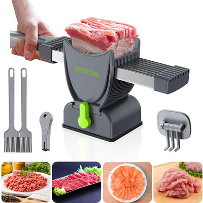2025 Fresh Meat Slicer Cleaver, Thickness Adjustable 2 or 4 mm, Manual Fresh Meat Cutter, Fresh Meat Slicing Shredding, Fresh Beef Pork Mutton for Home Cooking BBQ Hot Pot Meat Slicer