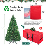 BALEINE 7.5 ft Rolling Christmas Tree Storage Bag, 2 Swivel Wheels for Easy Moving, Heavy Duty 600D Oxford Fabric Extra Large Artificial Christmas Tree Bag with Reinforced Carry Handles (Grey) BALEINE