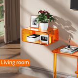 Dewrhiixe Acrylic Floating Nightstand, Bedside Table, Nightstand Shelf Wall Mounted Bedside Shelf (Orange, Small) Dewrhiixe