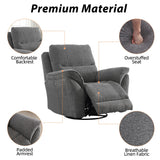 INZOY Glider Recliner Nursery Chair, Power Recliner Swivel Gider, Fabric Electric Swivel Recliner Rocker with Overstuffed Backrest, Power Recliner Chair Reclining Sofa for Living Room, Grey INZOY