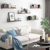 EALLRINEC Floating Shelves - 24 Inch Wall Mounted Set of 3 Rustic Wood Shelves for Wall Decor and Living Room Storage (Brown) EALLRINEC