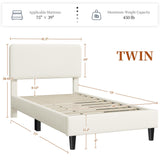 Yaheetech Twin Bed Frames with Adjustable Headboard, Chenille Fabric Upholstered Headboard/Platform Bed, Twin Size Bed Frame No Box Spring Needed/Mattress Foundation/Wood Slats Support/Easy Assembly Yaheetech