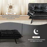 Opoiar 71" Convertible Futon Sofa Bed & Sleeper Couch - Memory Foam Loveseat Sofa with Adjustable Backrest/Armrest for Small Space, Apartment, Living Room - Black Opoiar