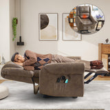 CDCASA Dual Motor Lay Flat Lift Chairs Recliners for Elderly w/Massage and Heat, Breathable Leather Infinite Position Large Sleeping Electric Power Lift Chair Recliner for Seniors, Matte Brown CDCASA