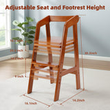 Yoleo Wooden High Chair for Toddlers to Teens, Adjustable Dining Feeding Chair with Steps Grows with Child, Max 60kg (Nut-Brown) YOLEO