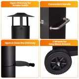 Outdoor Pizza Oven Wood Fired Pizza Oven Patio Portable Pizza Maker Cooking Grill with Wheels Waterproof Cover for Backyard Camping Polar Aurora