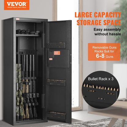 VEVOR 6-8 Rifles Gun Safe, Rifle Safe with Lock & Digital Keypad, Quick Access Tall Gun Storage Cabinet with Removable Shelf, Rifle Cabinet for Home Rifle and Shotguns