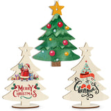Wooden Christmas Ornaments to Paint Christmas Tree Decoration Cutouts Unfinished 3Pack 7 inches, Wood DIY Blank Christmas Tree Table Sign Ornament for Home Crafts Hanging Decoration with String Base Sophena
