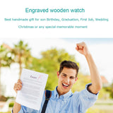 UMIPHIMAT to My Son Engraved Watch Black Leather Strap Handmade Ebony Wooden Natural Custom Wood Watch for Son Birthday Graduation Gifts UMIPHIMAT