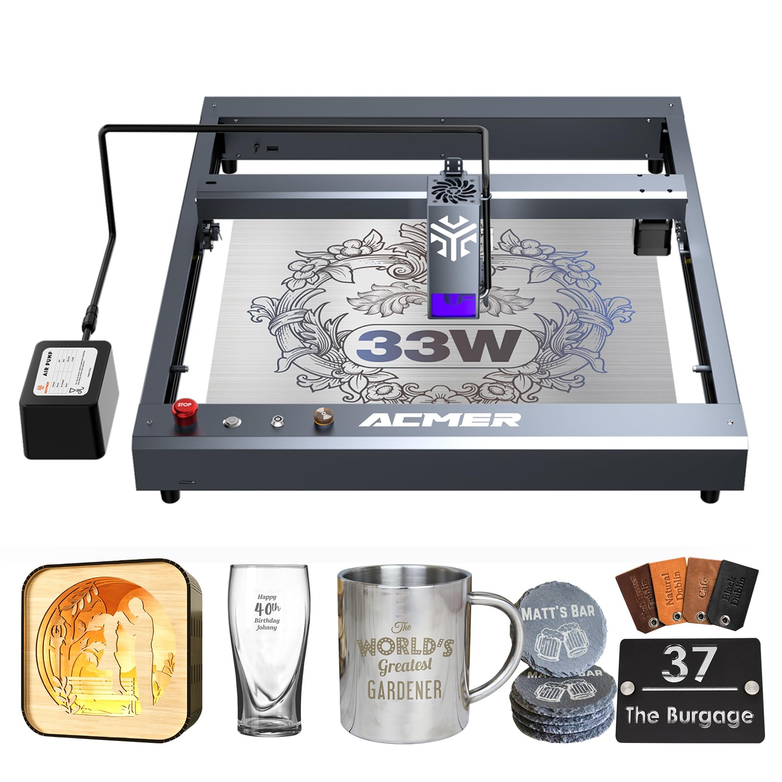 P2 Laser Engraver, 33W Output Laser Cutter, 180W Laser Engraving Machine, CNC Laser Cutter and Engraver Machine for Stainless Steel, Wood, Metal, Acrylic, Leather etc. - WoodArtSupply