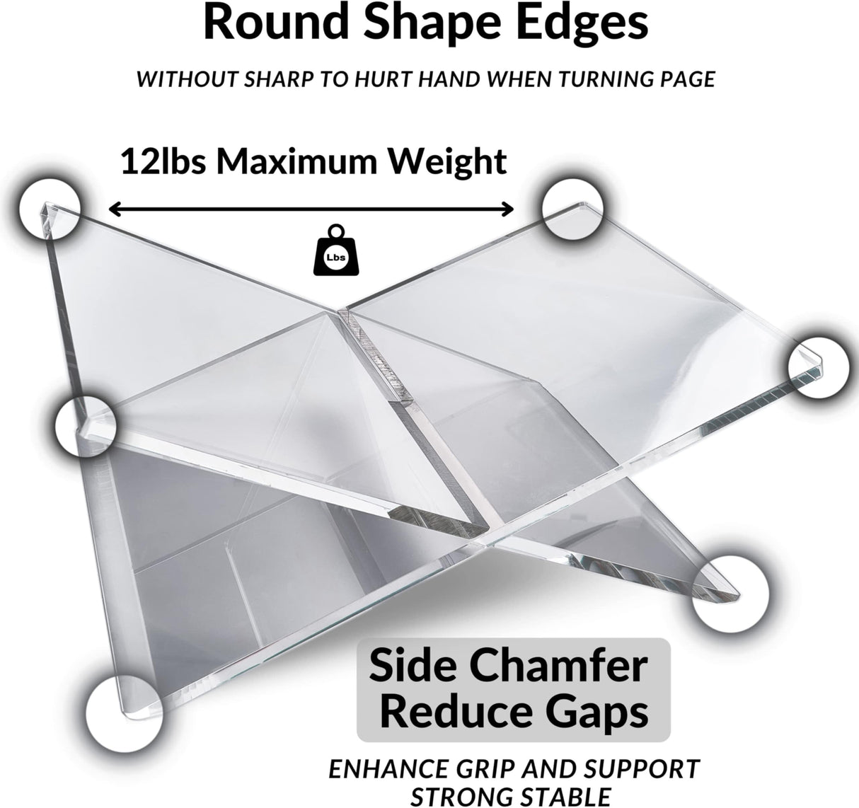 Honygebia Clear Acrylic Book Stands - Cross Frame Acrylic Book Holder, Open Bookstand for Display and Reading, Suitable for Art, Bible, Cookbook, Easel, Magazine, Textbooks 12.5" x 9.5" x 5.5" Honygebia