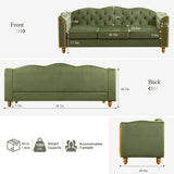HITHOS 78" Velvet Sofa Couch, Soft 3 Seater Sofa Couche for Living Room, Button Tufted Comfy Couch Modern Sofa with Upholstered Cushion, Gold Trim, Solid Wood Legs for Dorm Bedroom Apartment, Green HITHOS