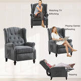 Oprisen Push Back Recliner Mid-Century Modern Accent Chair Single Reading Chair Tufted Button Arm Chair for Living Room w/Heat Massage/Side Pockets (1 PC, Gray) Oprisen