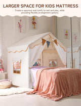 besrey Kids Tent, Kids Playhouse 2 in 1 with Padded Mat and String Lights, Large Play House with 2 Doors & 4 Windows, Kids Play Tent Indoor & Outdoor, Toddler Tent for Kids, 51" x35" x 51" besrey