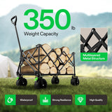 VIVOSUN Collapsible Folding Wagon, Outdoor Utility with Silent All-Terrain Beach Wheels, Adjustable Handle, Cup Holders & Side Pockets, for Camping, Beach, Shopping, Garden, Sports, Picnic, Blue VIVOSUN