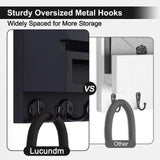 Lucundm Key and Mail Holder Wall Mount, Key Hanger with Long Storage Box and 5 Hooks for Coat, Dog Leash, Home Decor Rack, House Accessories, Entry Way Organizer 11.8”W x 7.8”H x 3.2”D Lucundm