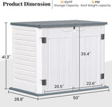 UDPATIO Outdoor Storage Cabinet 35 Cu Ft, Resin Horizontal Outdoor Trash Can Storage Box Lockable Shed 4 x 2 ft for Garbage, Garden Tools, Lawn Mowers UDPATIO