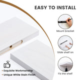 Floating Shelves 36 Inches Long - 8 Inch Deep Rustic Premium Solid Pine Wood for Storage - Farmhouse Wall Mounted for Living Room - Heavy-Duty Metal Bracket - 36" W x 8" D - Set of 2 - White Color Fun Memories