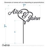 First Names Heart Wood Cake Topper Baltic Birch Wooden Laser Cut Burnt Delicate Personalized Custom Wedding Natural Unfinished Ampersand CraftCuts