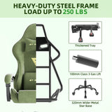 Ferghana Velvet Fabric Ergonomic Gaming Chair with Footrest and Massage, High Back Reclining Computer Gamer Chair for Adult, Racing Style PC Video Game Chair Suitable for Home Office (Green) Ferghana