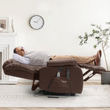 MEROUS Dual Motor Large Power Lift Recliner Chair for Elderly with Heat and Massage,Lay Flat Lift Chairs Recliners for Seniors Infinite Position,USB Ports&Remote, Genuine Leather (Brown) MEROUS