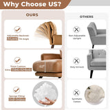 ovios Indoor Reclining Chair with Ottoman, Accent Reading Chairs with Footrest Side Pocket, Modern Comfy Lounge Recliner for Living Room Bedroom, Faux Suede Leather, Brown ovios