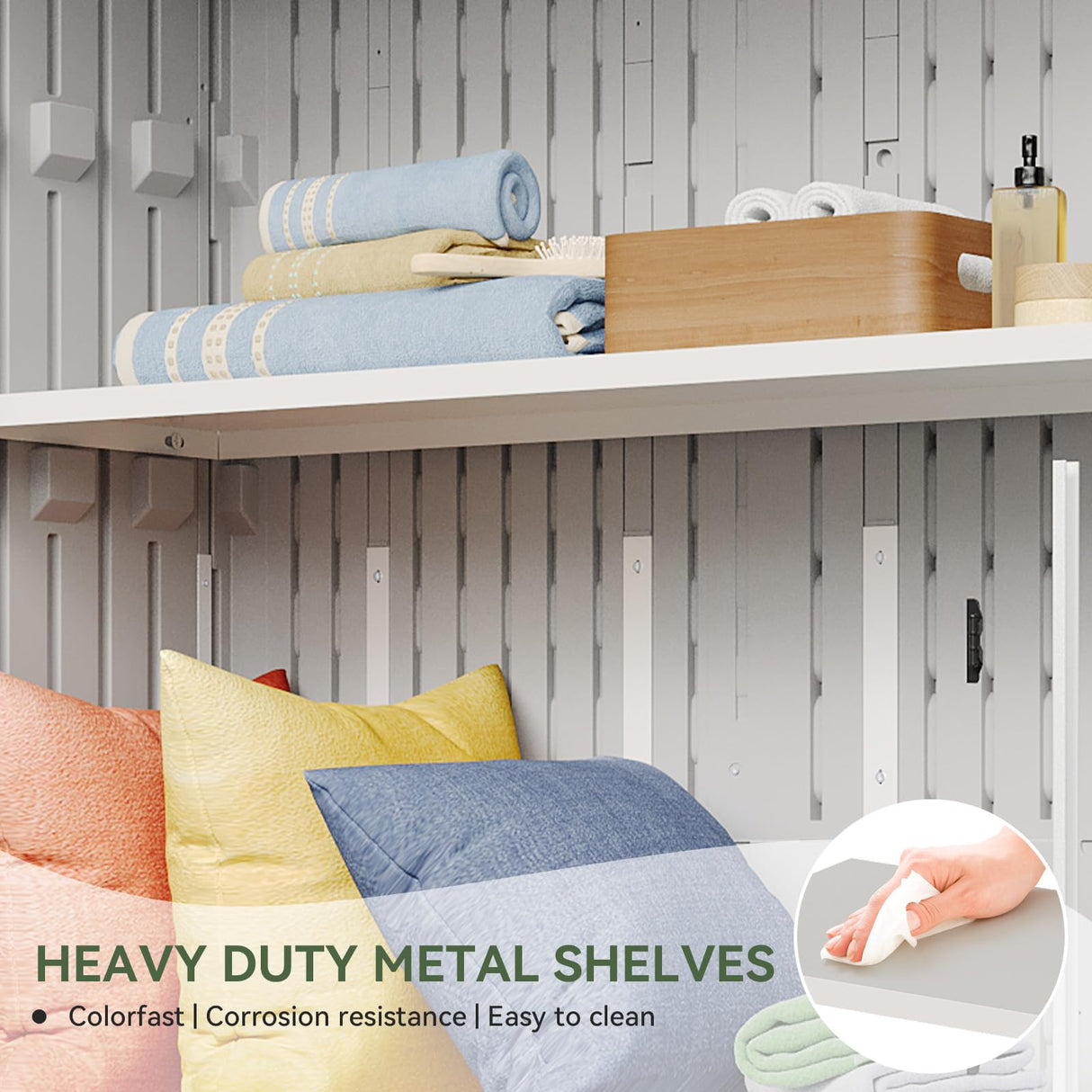 Aoxun Outdoor Resin Storage Shed with 2 Shelves & Floor, 64 Cu.Ft Vertical Waterproof Storage Cabinet for Garage Storage, Pool Storage, Bike Shed, Garden Tools, Patio Furniture (White) Aoxun