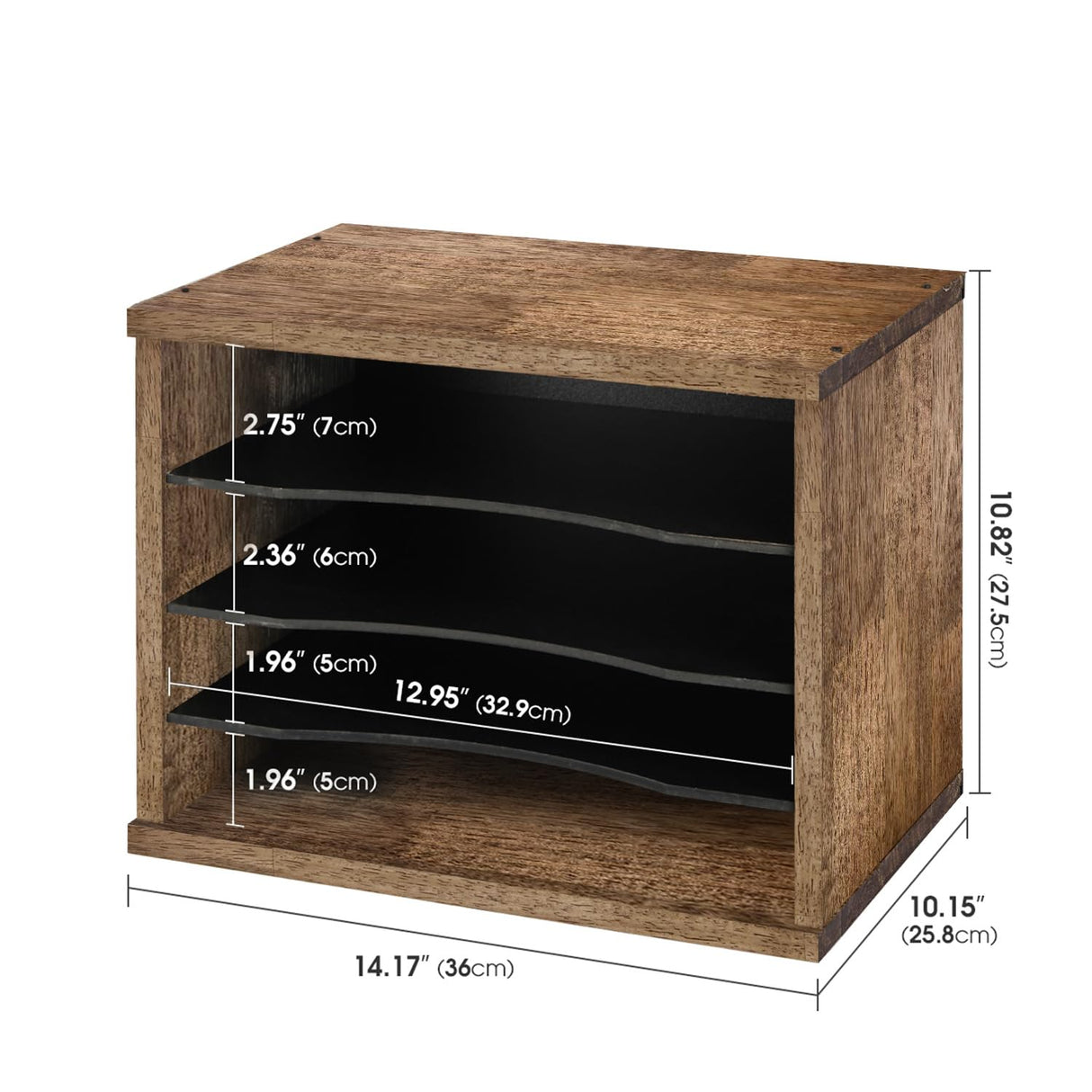 J JACKCUBE DESIGN Rustic Wood Desk Organizer 4 Compartment Paper File Holder for Home and Office, Document Storage, File sorter, Mail and Letter Tray- MK560A J JACKCUBE DESIGN