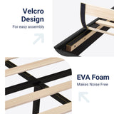 Allewie Dark Grey King Size Platform Bed Frame with Upholstered Headboard and Wooden Slats Allewie