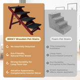 BRIKY Wooden Dog Stairs/Steps - Foldable 4 Steps Dog Steps for High Bed Couch Cars, Non-Slip Pet Stairs for Small Large Medium Dogs and Cats, No Assembly Required BRIKY