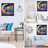 Zythron Moon Diamond Art,Diamond Art Kits for Adults Moon Fairy Diamond Painting Kits for Adults Beginner,Fairy Girl 5D DIY Full Round Drill Gem Art Kits,Home Wall Decor 14 x 14 Inch Zythron