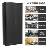 JUMMICO Metal Storage Cabinet with 2 Locking Doors and 4 Adjustable Shelves, 71" Tall Freestanding Utility Steel Storage Cabinet for Home Office, Pantry, Garage (Black, 16 x 32) JUMMICO