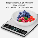 AHOSOUTLY Food Scale, 22lb/10kg Digital Kitchen Scale Weight Grams and Ounces with 0.1oz/1g Precision, 6 Units and Tare Key Design, LCD Display & Stainless Steel Panel for Baking, Cooking, Postage AHOSOUTLY