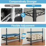 Timate P3 Closet System, Expandable Wall Mounted Closet System with 6 Adjustable Shelves & 4 Expandable Hanger Rods, Industrial Pipe Clothing Rack for Hanging Clothes, Fits Spaces 6'4"-9'3", Black Timate