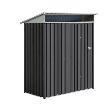 JYQAQA 5x3 FT Outdoor Garden Storage Shed, Waterproof Metal Garden Sheds with Window and Lockable Double Door, Weather Resistant Steel Tool Storage House Shed for Patio, Lawn Dark Gray JY QAQA PET
