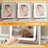 Lighted Makeup Mirror, Hollywood Vanity Mirror with Lights, Three Color Lighting Modes, and Detachable 10X Magnification Mirror, Smart Touch Control, 360°Rotation (15.2in. Gold) Gvnkvn