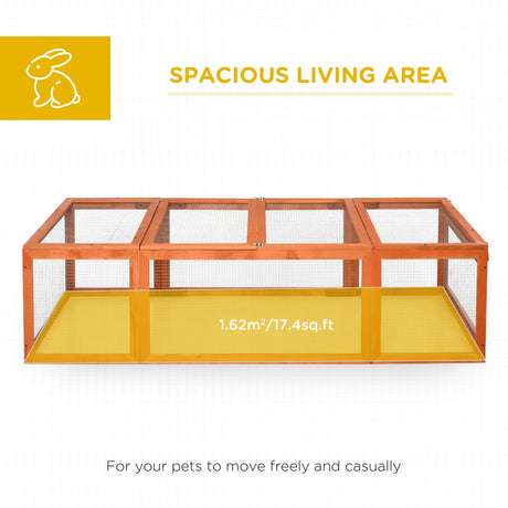 PawHut Large Wooden Rabbit Hutch Bunny Hutch Small Animal Habitat Enclosure Outdoor Run and Lockable Doors, Natural PawHut
