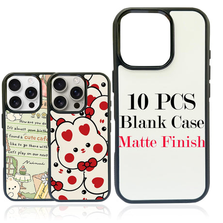 JUSTRY 10PCS Sublimation Blanks Phone Case Cover Printable Phone Cases Designed for iPhone 16 Pro, 6.3" Soft Rubber Case + Aluminum Insert,Custom Printable, Anti-Slip Phone Protective Cover Black JUSTRY