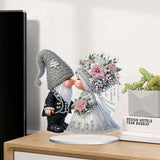 kaiwern Kiss Gnomes Home Decor 5D Diamond Art Kits, Wedding Diamond Art Kits for Adults with Couple Gnomes Elements, 5d Diamond Rhinestone Painting for Table Decor Ideal Wedding Gift kaiwern