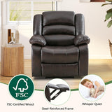 ANJ Manual Recliner Chair Set of 2, Breathable Faux Leather Reclining Chairs with Overstuffed Arm and Back, Living Room Single Sofa Recliners (Dark Brown) ANJ