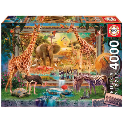 Educa - Savanna Coming to Life- 4000 Piece Jigsaw Puzzle - Puzzle Glue Included - Completed Image Measures 53.5" x 37.75" - Ages 14+ (19285)