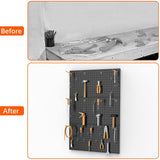 TORACK 3 PCS Metal Pegboard Panels for Wall Garage Utility Tools Storage Pegboard for Workbench, Shop, Modular Peg Board Tool Organizer Boards(Pack of 3, Black) TORACK