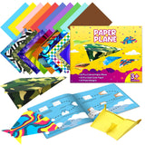 Pigipigi Kids Craft Origami Paper Kit for Kids Ages 5-8 8-12, with Guiding Book, 70 Sheets DIY Art and Crafts Supplies, Colorful Folding Papers Set Projects Gifts Activity for Boy Girl Toys(Plane) Pigipigi Kids