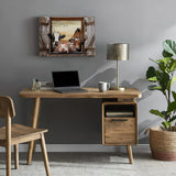 Kasluolo Farmhouse Animals Cow in Fake Window Wall Art Farmhouse Animals Landscape Picture Country Painting Wall Décor for Bathroom Bedroom Office Framed Artwork 12x16 inch Kasluolo